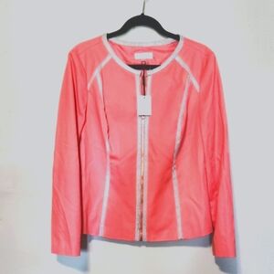 NWT Calvin Klein Coral & Python Print Zip Front Jacket Size 12